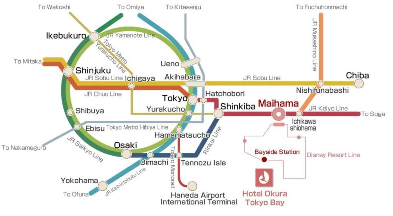 Hotel Okura Tokyo Bay Urayasu Zewnętrze zdjęcie Location of the hotel